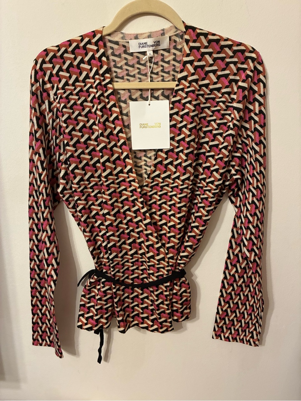 NWT Diane von Furstenburg size XL merino wool wrap top